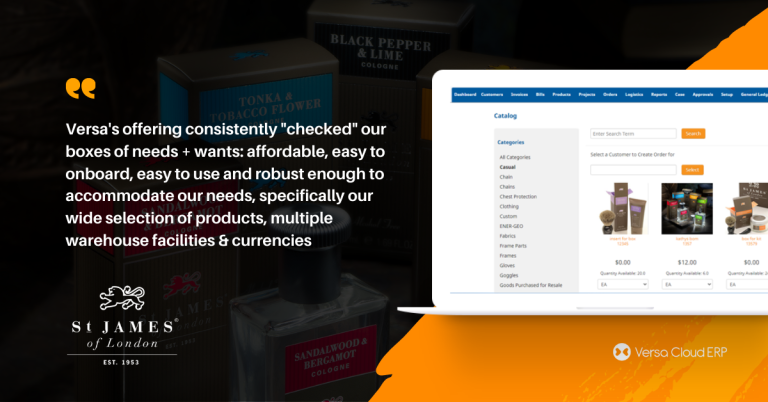 Versa Cloud ERP - Blog St. James of London: A Small Biz Hero Streamlining Operations with Versa Cloud ERP  %Post Title,