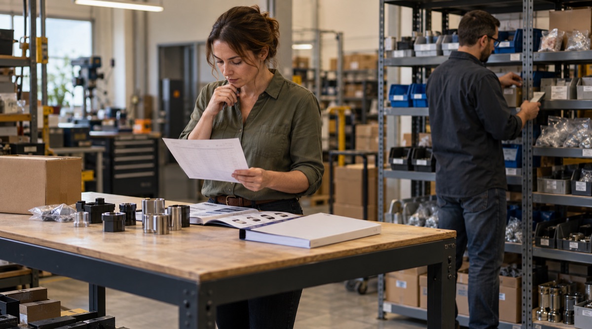 Purchasing manager reviewing a purchase plan before ordering materials.
